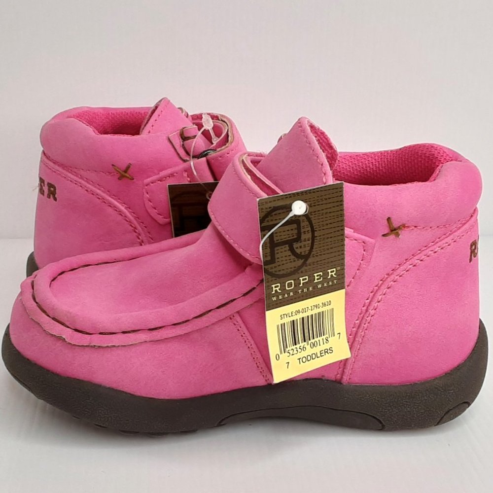 'ROPER' 'CHUKKA' MOCCASIN 'PETAL PINK' VELCRO WRAP ANKLE HIGH SHAFT BOOTS - Picture 2 of 16